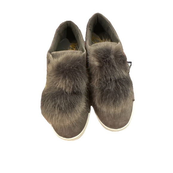 Sam‎ Edelman Gray Pom Pom Leya Slip On Suede Sneakers Size 7m New - Picture 3 of 8
